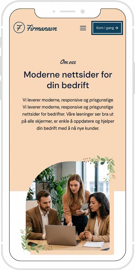 moderne-nettside-for-bedrift Skjermbilde fra en moderne nettside for bedrift